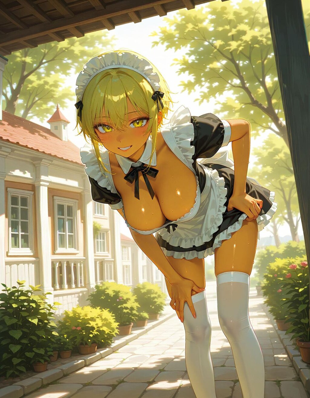 メイドさん前かがみ
