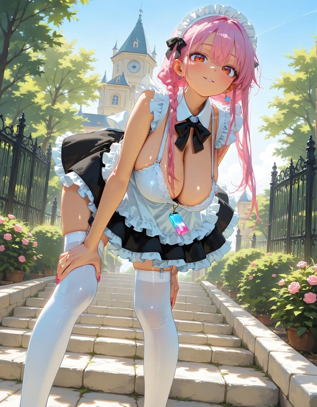 メイドさん前かがみ