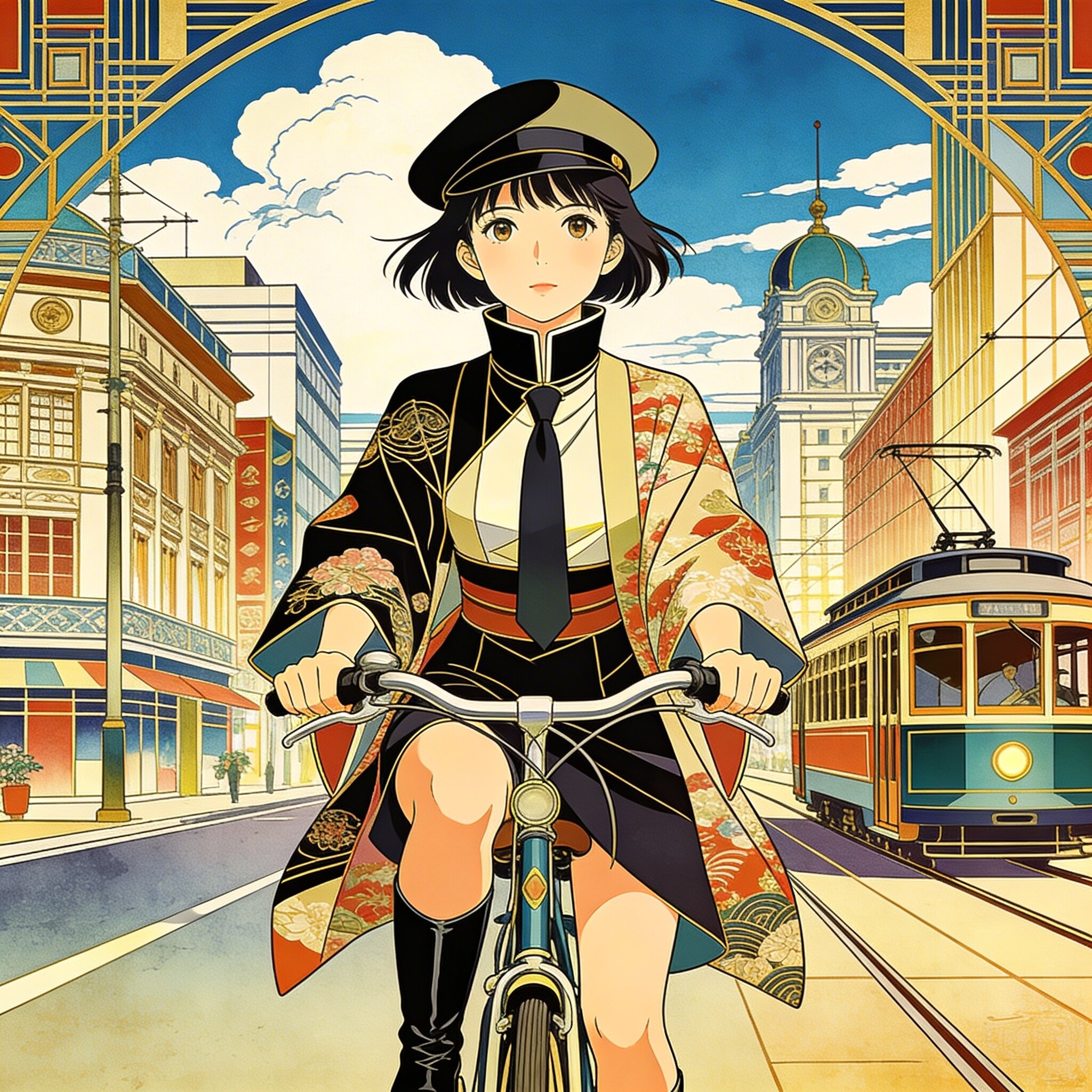 自転車に乗る女性