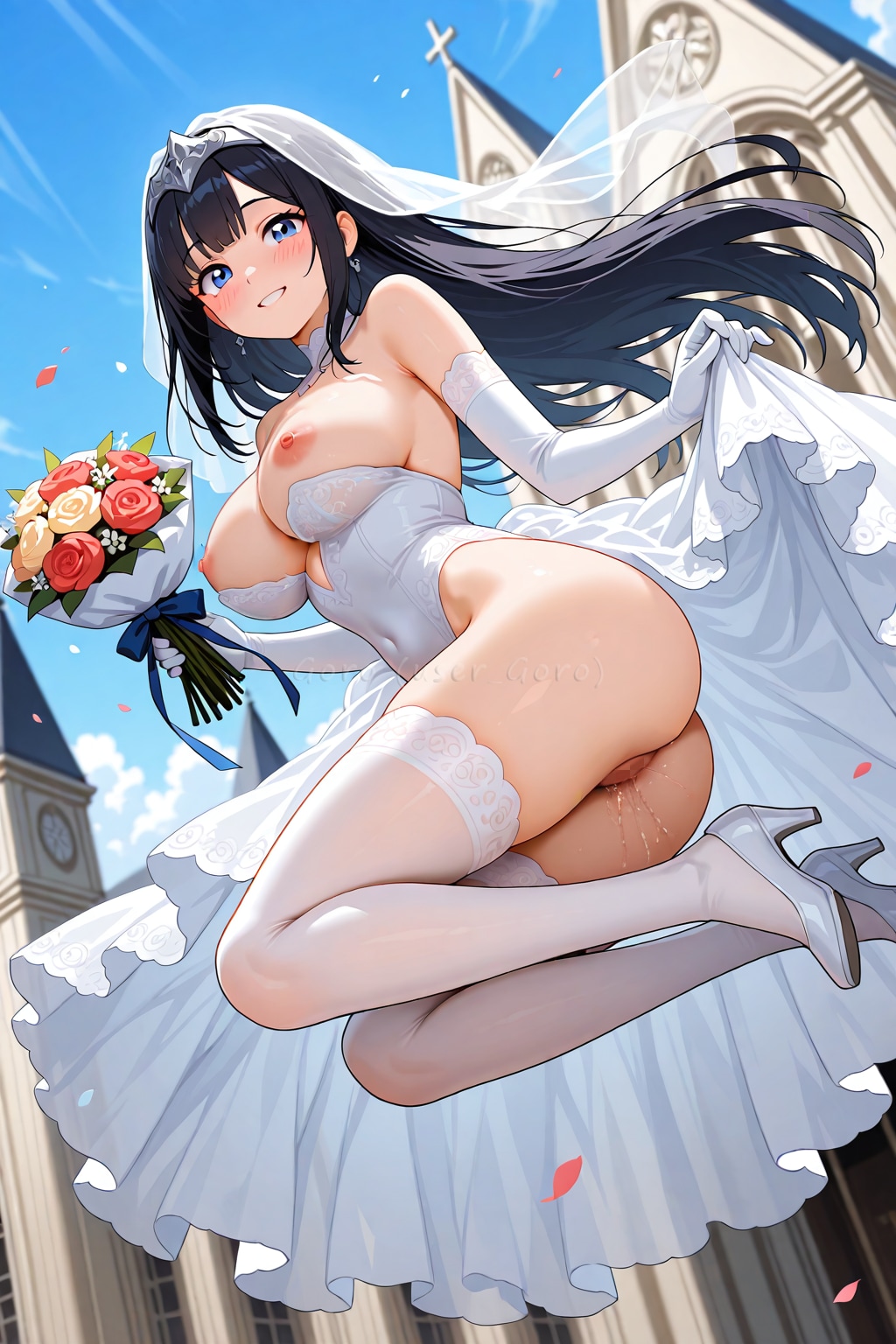 レオタード花嫁ジャンプ
