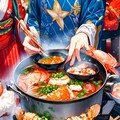 みんなで冬の魚介鍋を食べよう★その1（7枚）レトロモダン街シリーズ68 3枚目