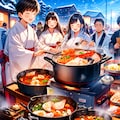 みんなで冬の魚介鍋を食べよう★その1（7枚）レトロモダン街シリーズ68 2枚目