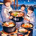 みんなで冬の魚介鍋を食べよう★その1（7枚）レトロモダン街シリーズ68 4枚目