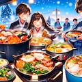 みんなで冬の魚介鍋を食べよう★その1（7枚）レトロモダン街シリーズ68 5枚目