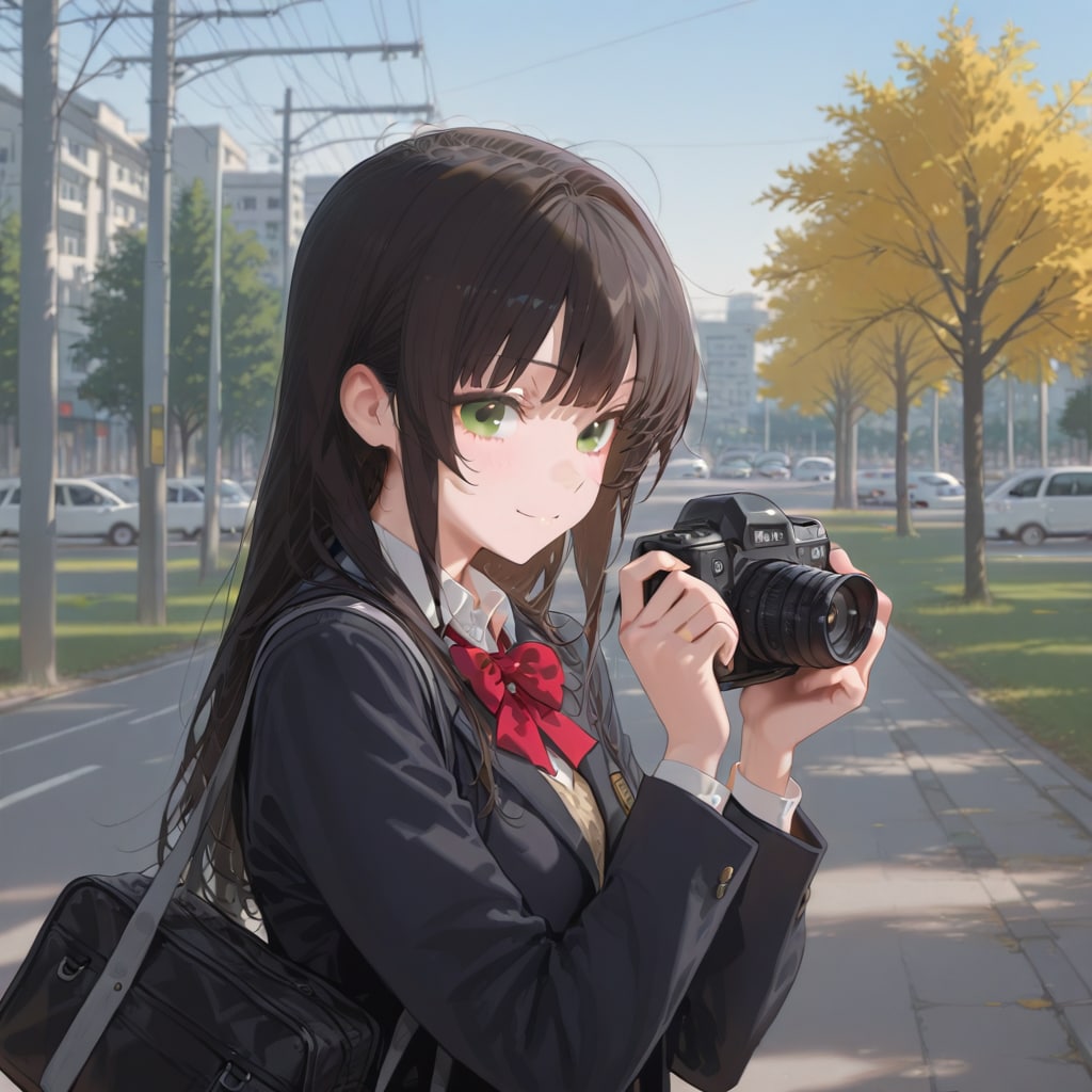 カメラを持って公園に