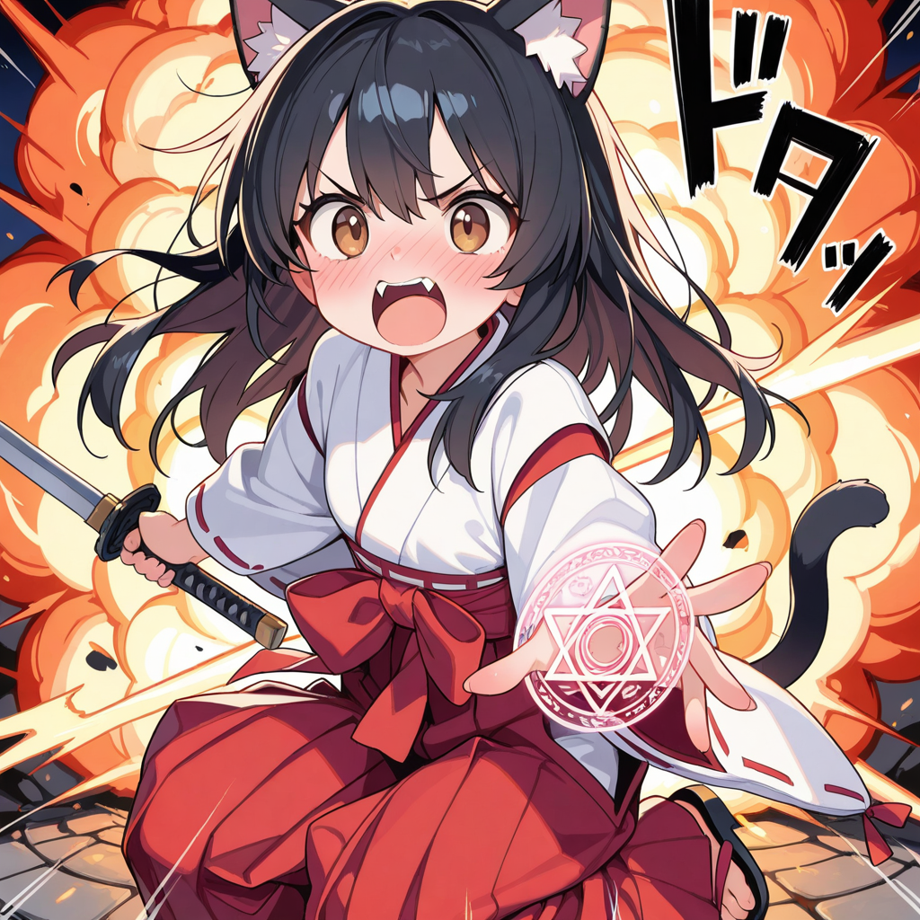 爆裂魔法を放つさくらちゃん！！