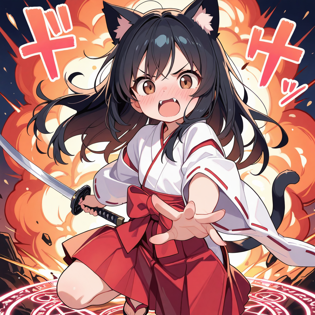 爆裂魔法を放つさくらちゃん！！