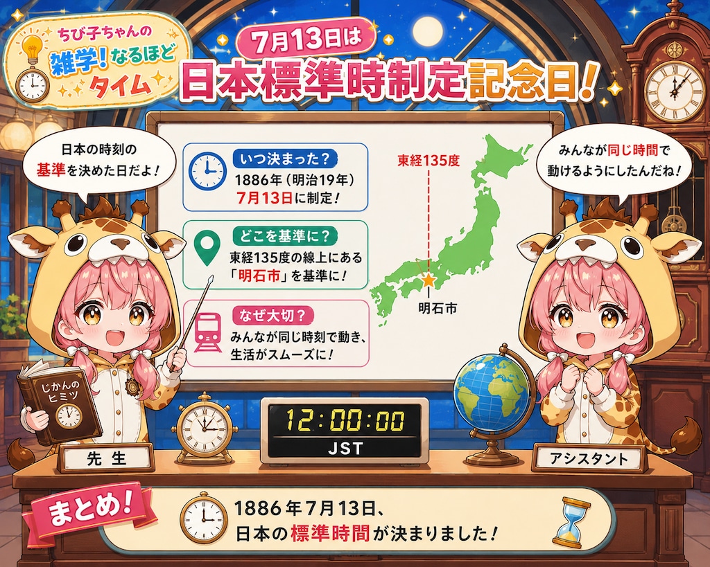 時計と地球儀とキリン着ぐるみちび子ちゃん
