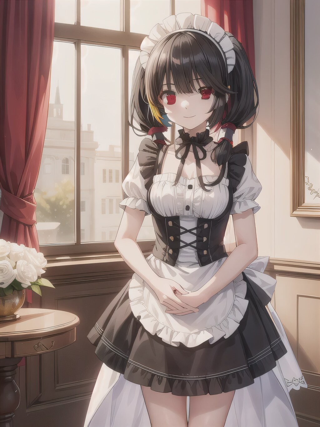 黒髪ツインテでメイド服の少女