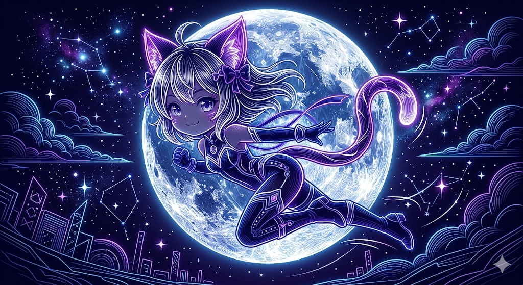 月夜のニャンコ | の人気AIイラスト・グラビア