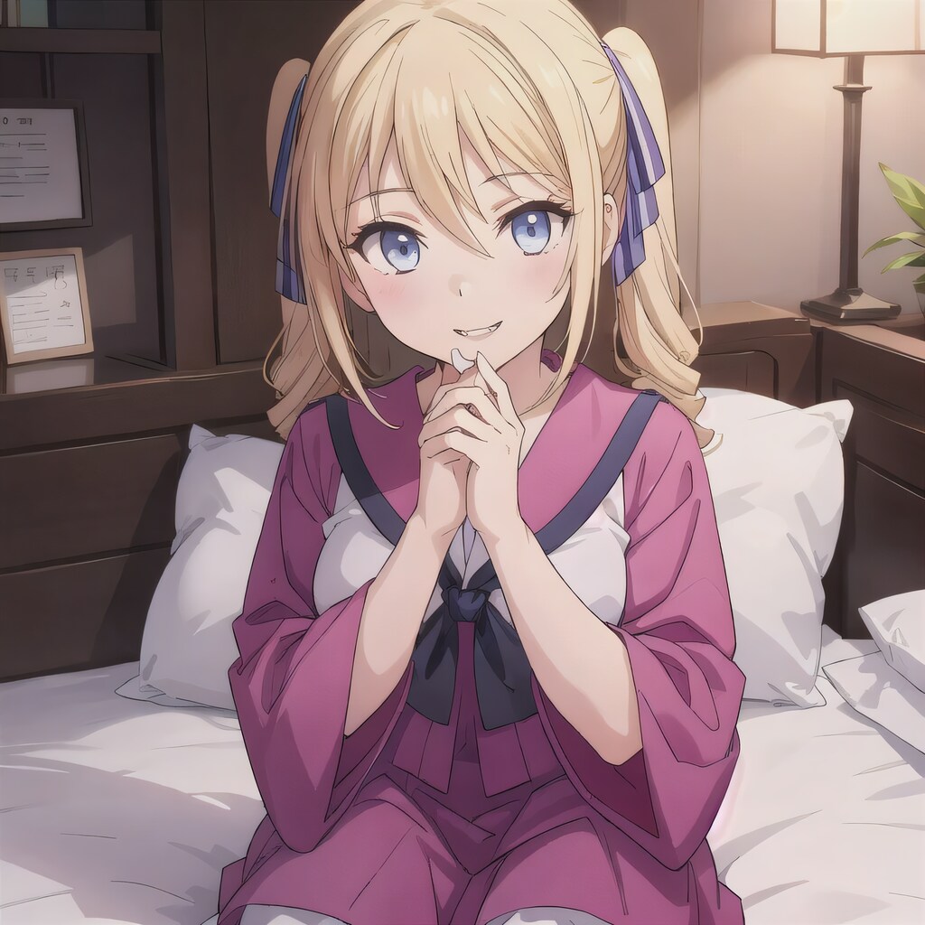 金髪ツインテで寝室の少女２