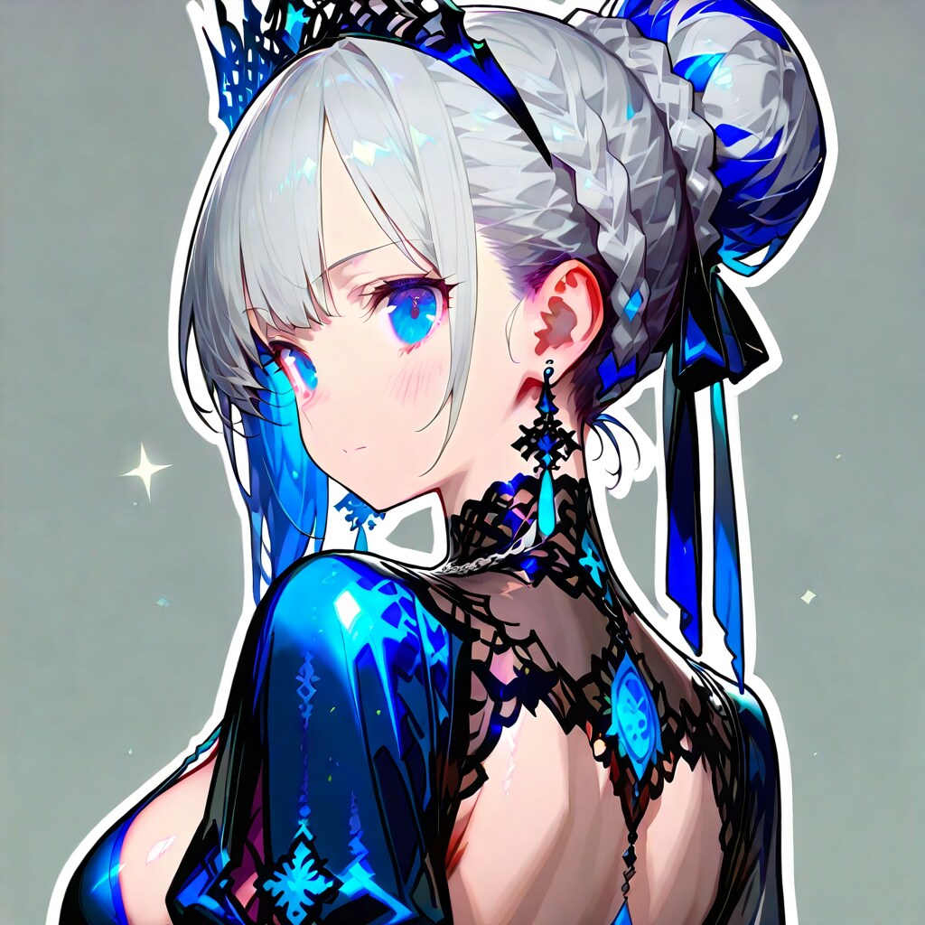 銀髪の美少女　( 美しい背中 )