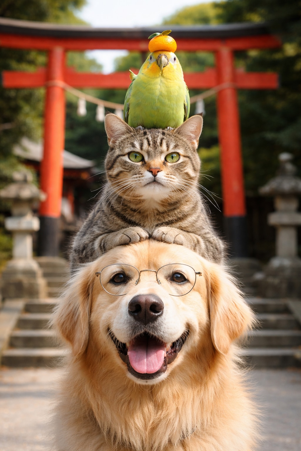 新年のいぬとねこといんこ