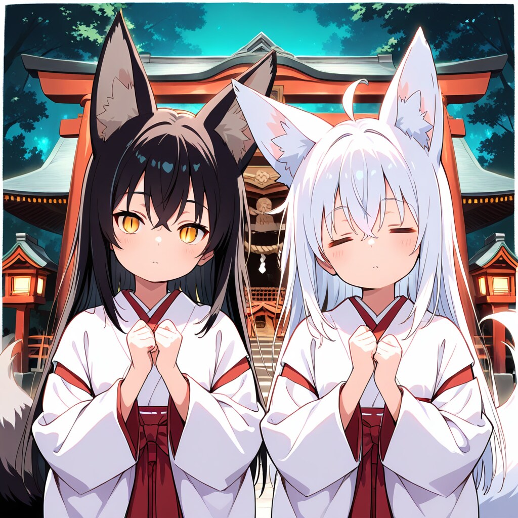 白狐さんと黒狐くんは撫でられたい