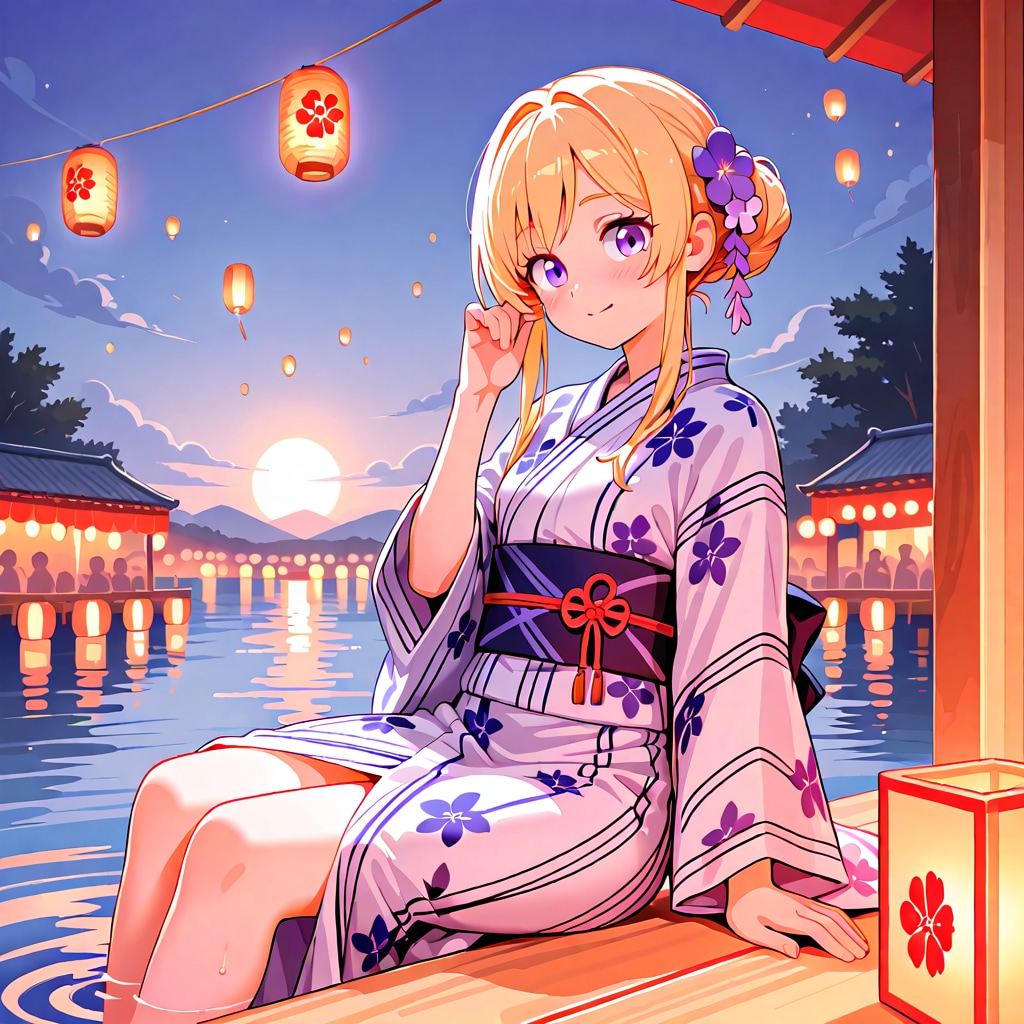 スーパーモデルのお城のお姫様。夏祭りの浴衣姿です。