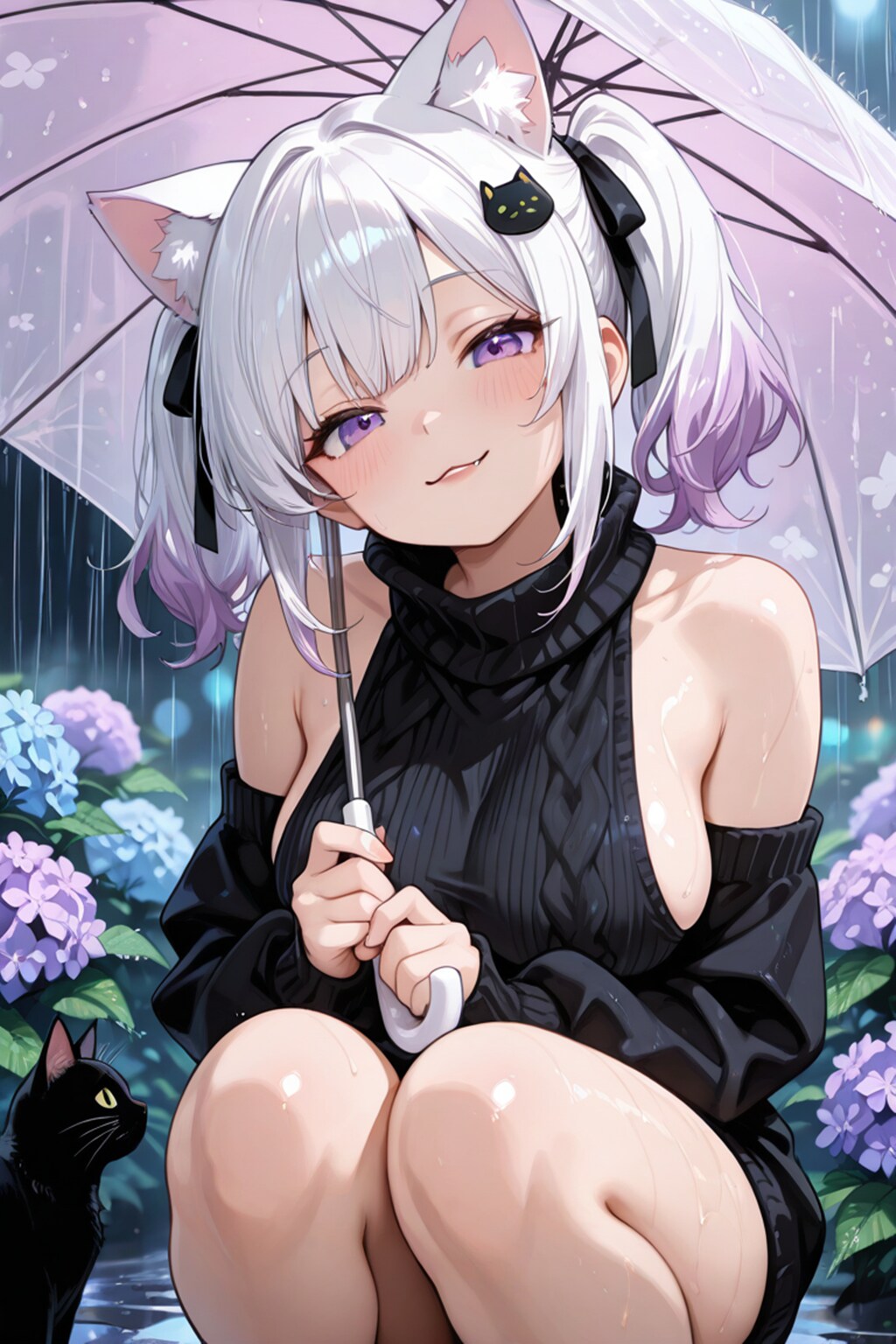 紫陽花と代打の子