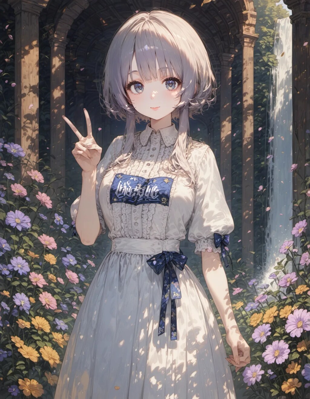 White Dress and Blue Ribbon