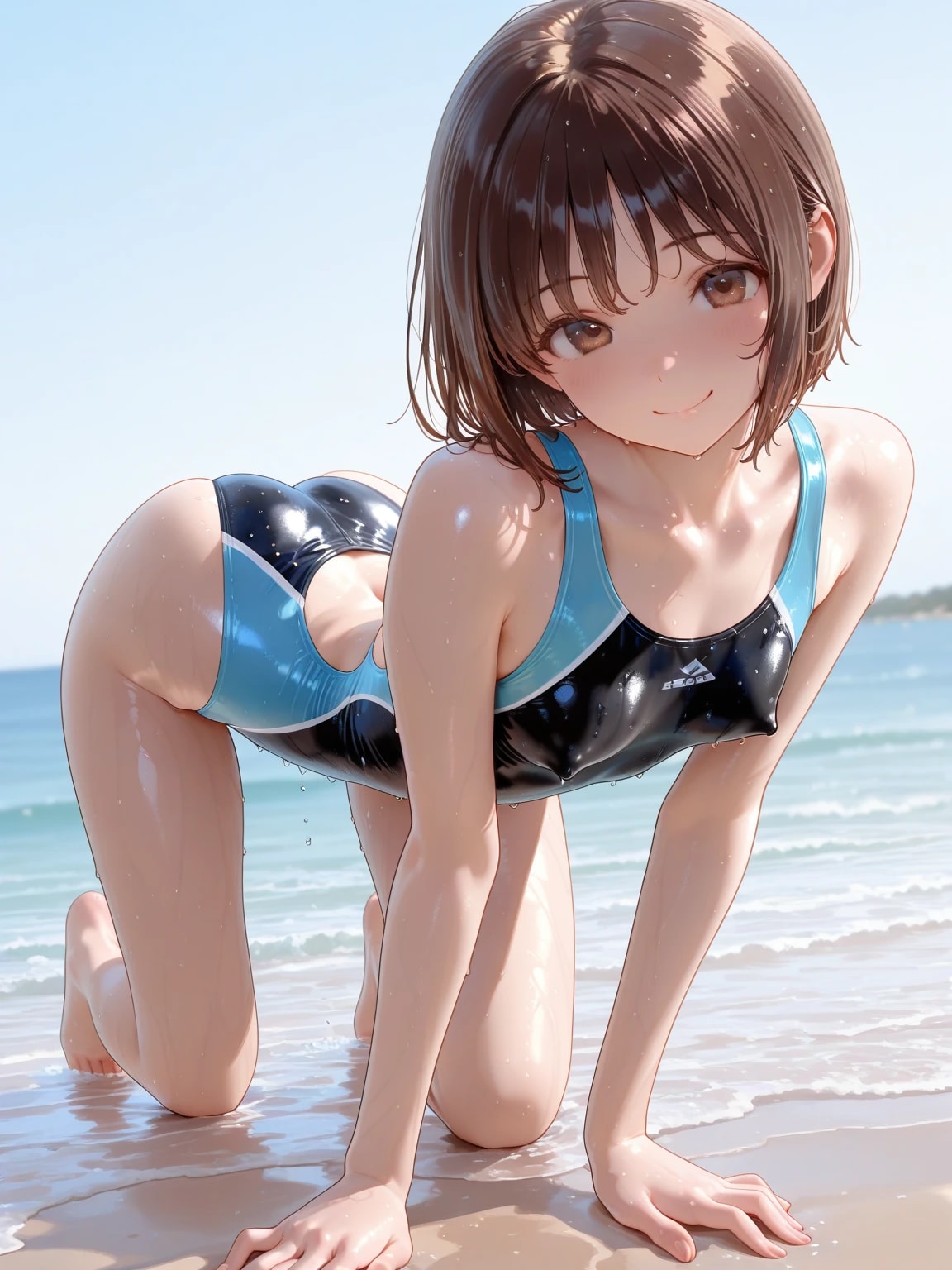 浜辺でポーズ③