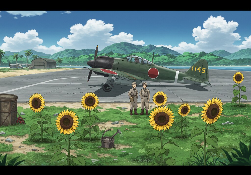 ヒマワリのある風景９・零戦