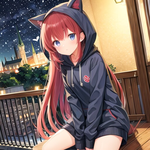 赤髪と猫耳パーカー | の人気AIイラスト・グラビア