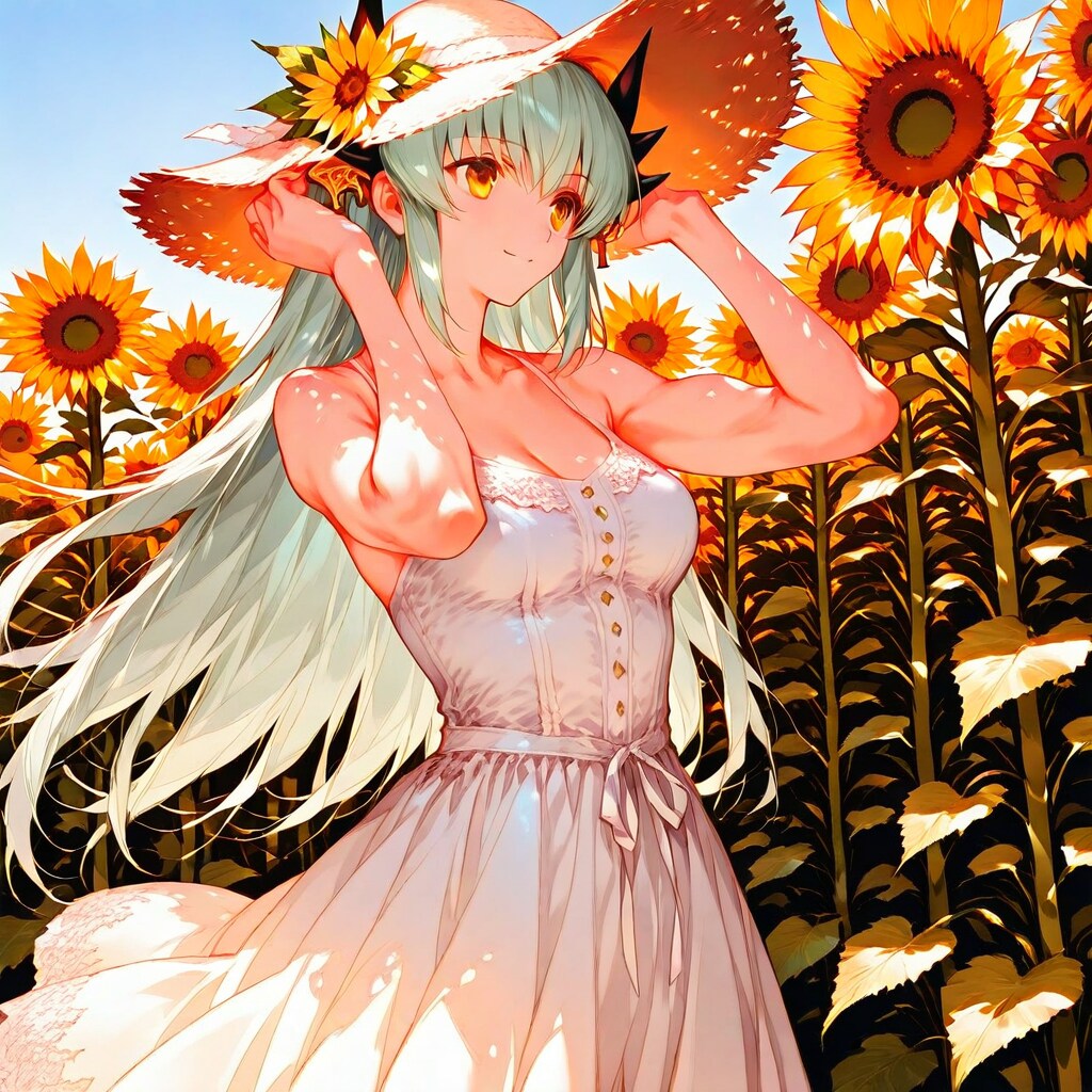 ひまわりとちょっとむきむきよひー