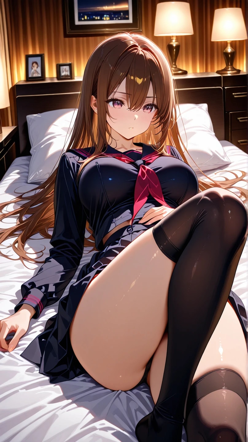 寝そべる女子高生
