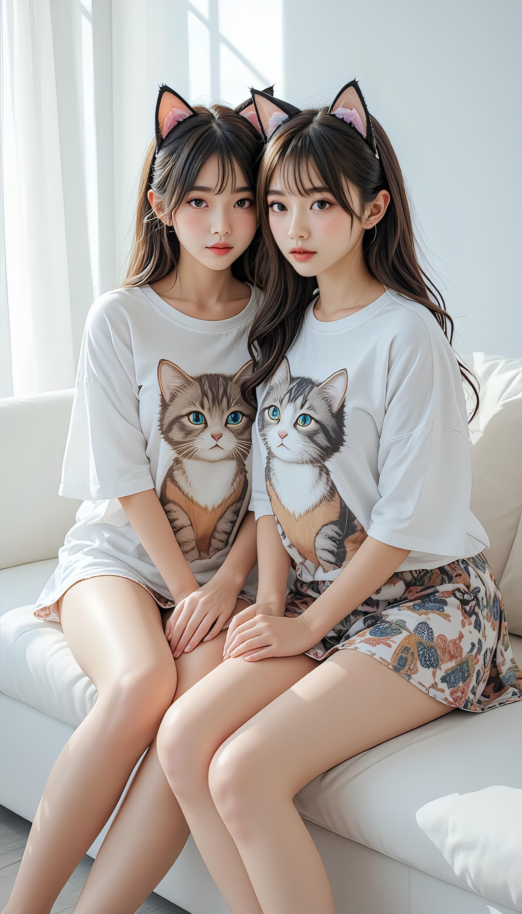 ネコプリントのシャツと君