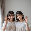 ネコプリントのシャツと君 2枚目