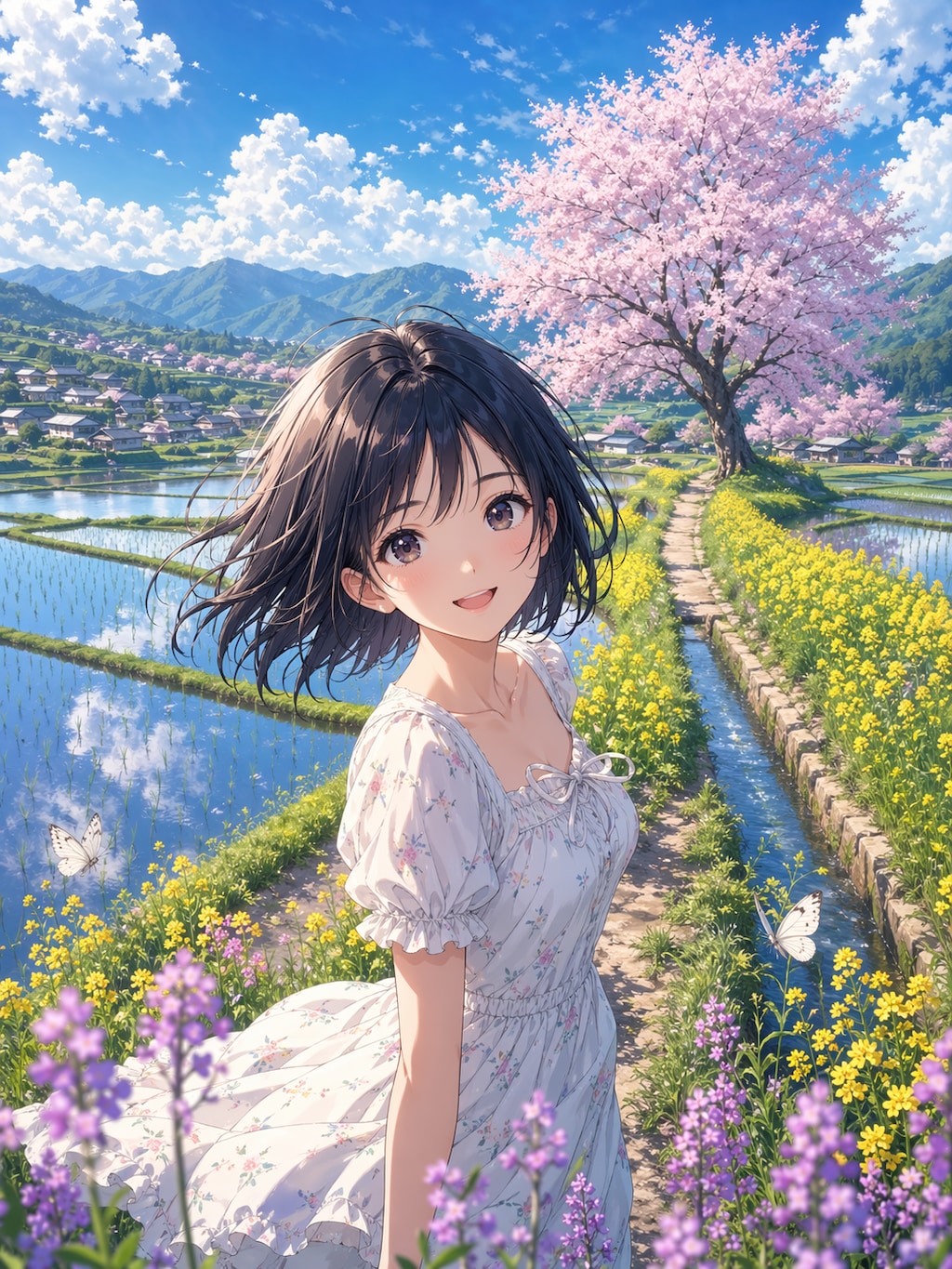 水田に映る空