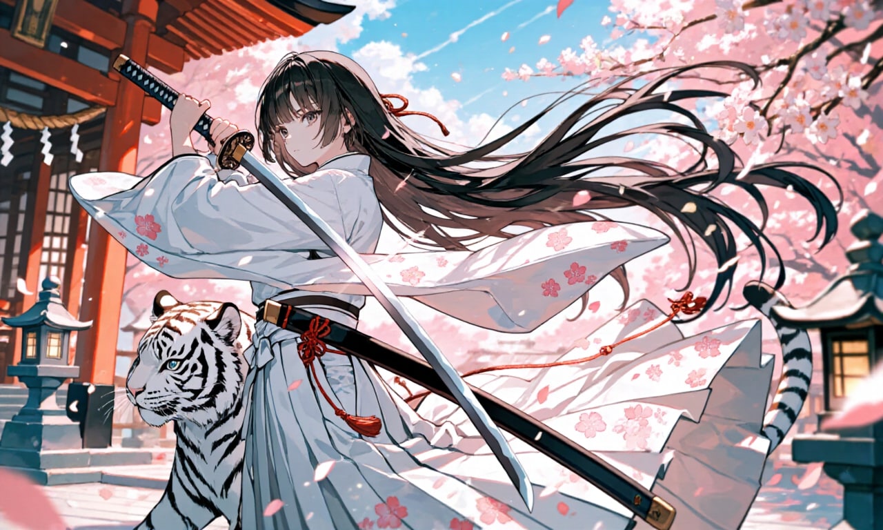 剣人女子と白虎 | の人気AIイラスト・グラビア