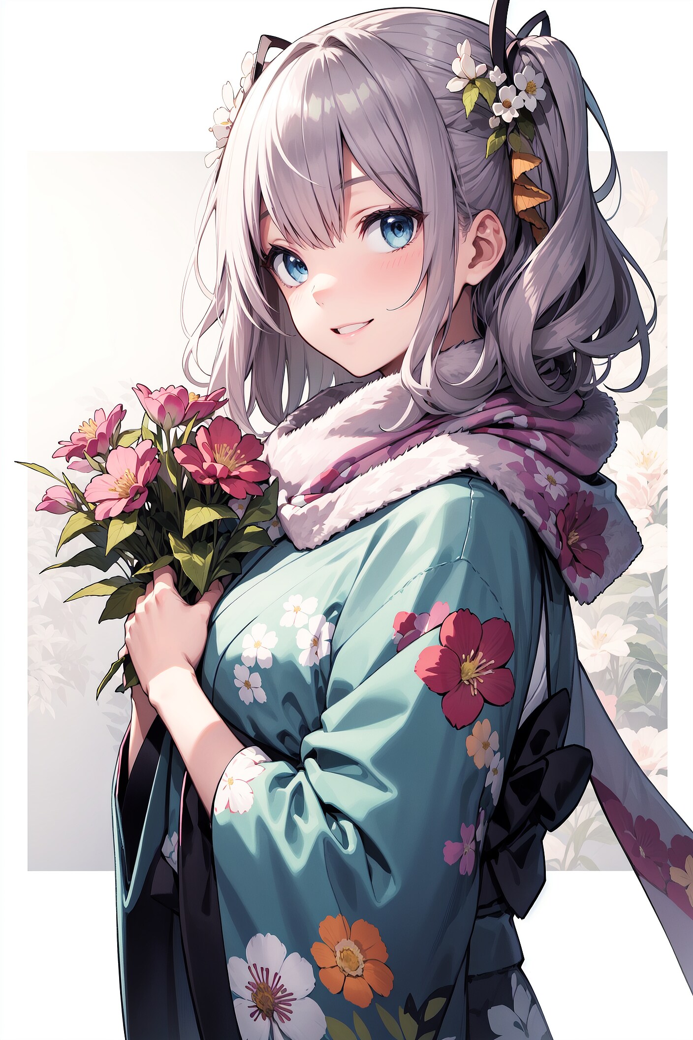 鹿島さんと晴れ着姿。