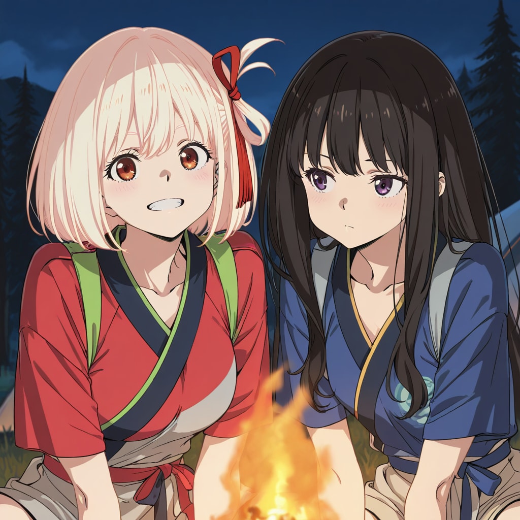 焚き火と二人