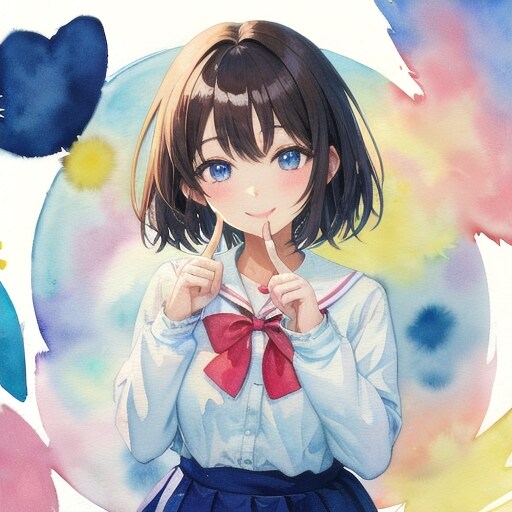 自分を指差す女学生 | の人気AIイラスト・グラビア
