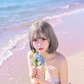 パステル海に座る地雷系女子 2枚目