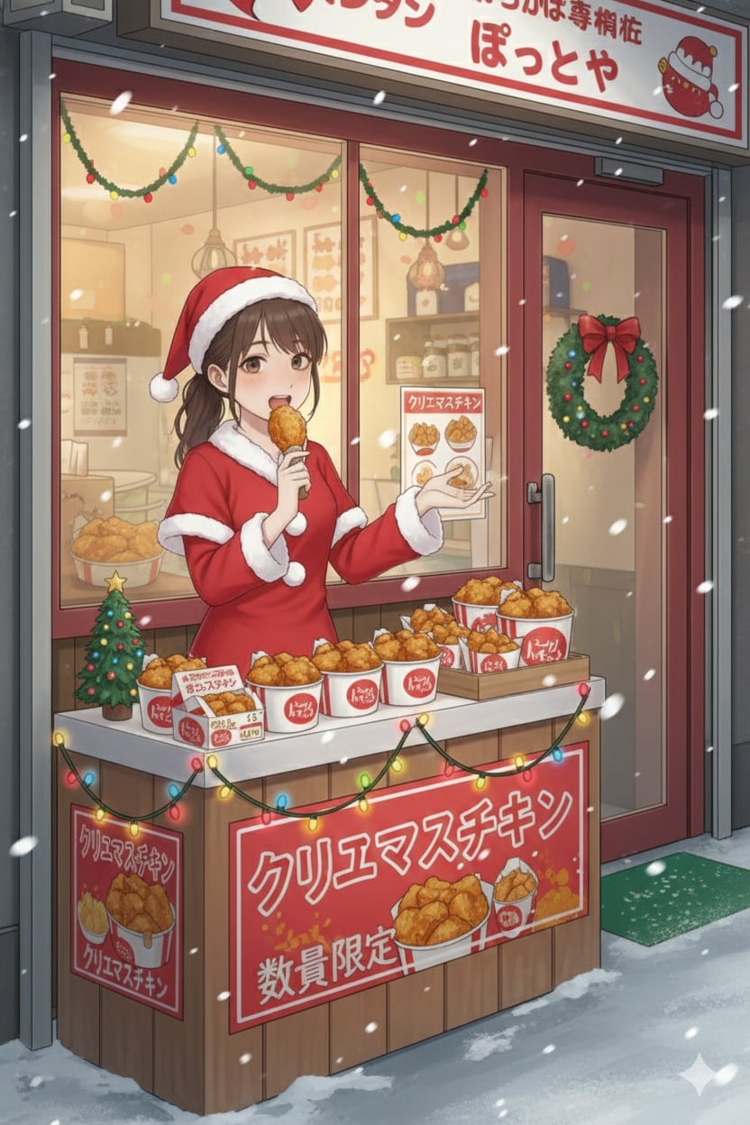 クリスマスチキンいかがっすかー(ﾑｼｬﾑｼｬ) | の人気AIイラスト・グラビア