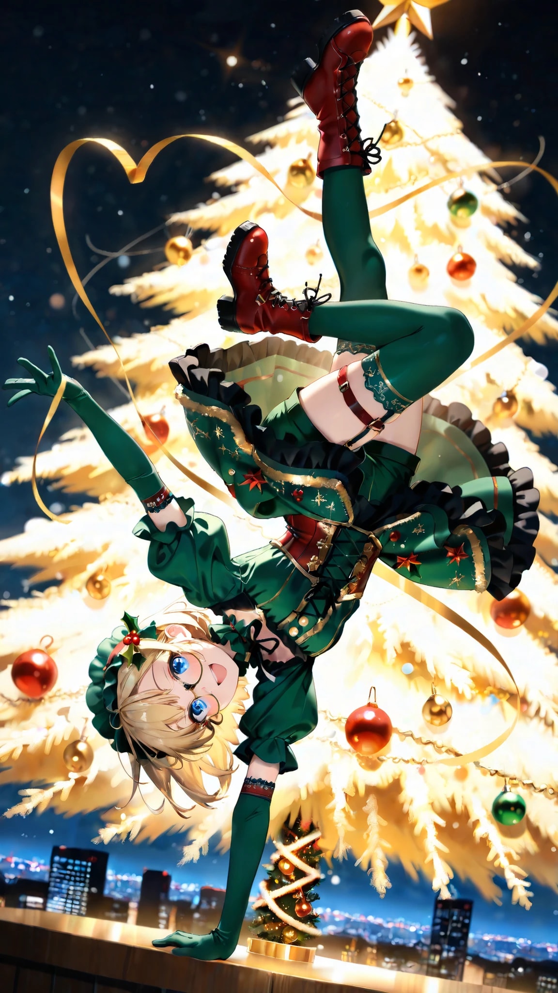 クリスマスツリーの前で | の人気AIイラスト・グラビア