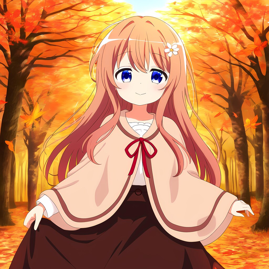 秋の公園と女の子