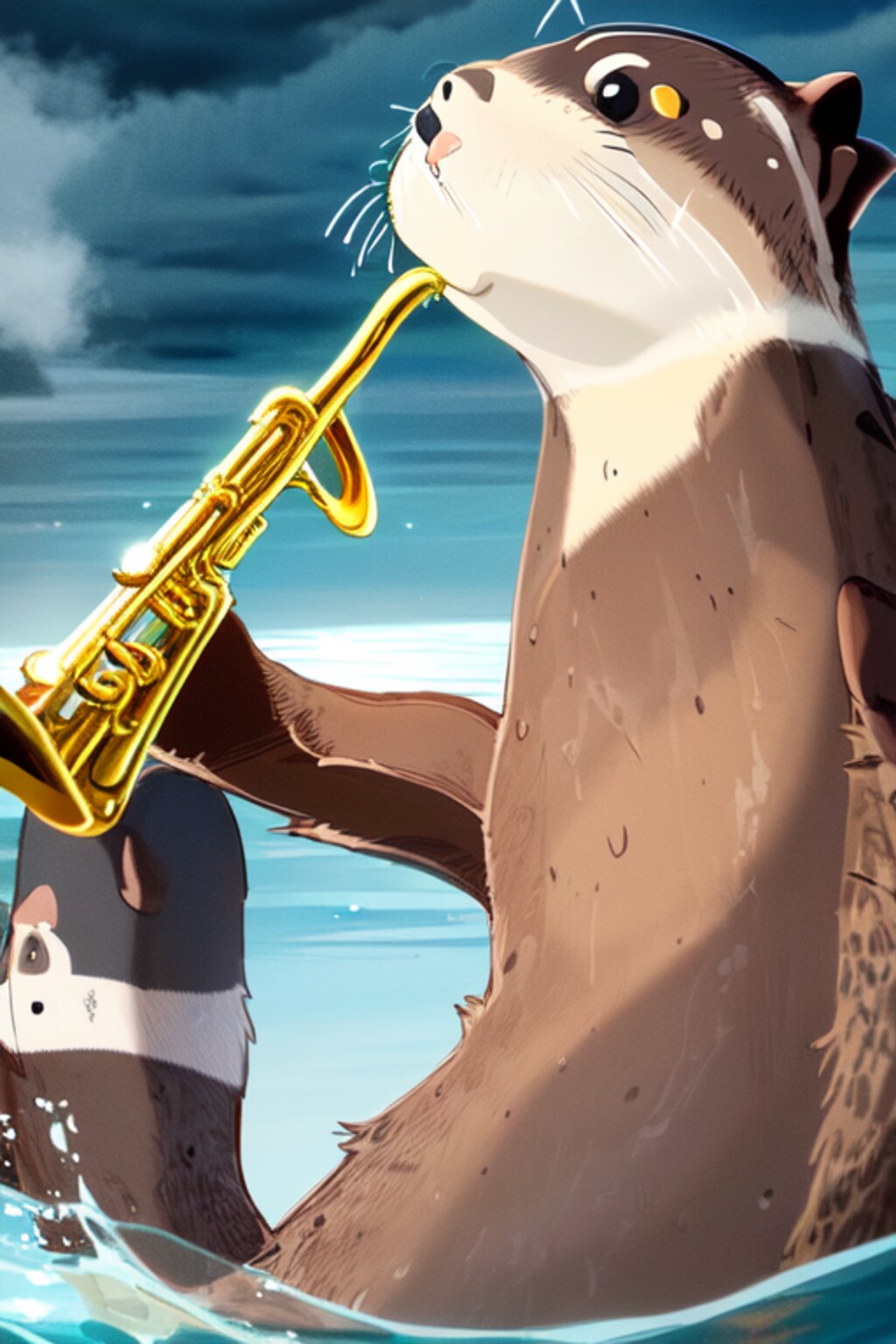 ラッパを鳴らすラッコ