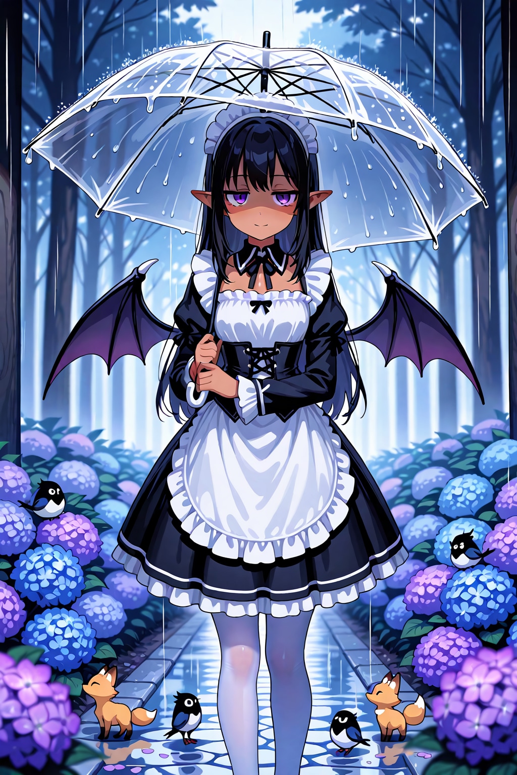 女悪魔メイドさんと紫陽花の花