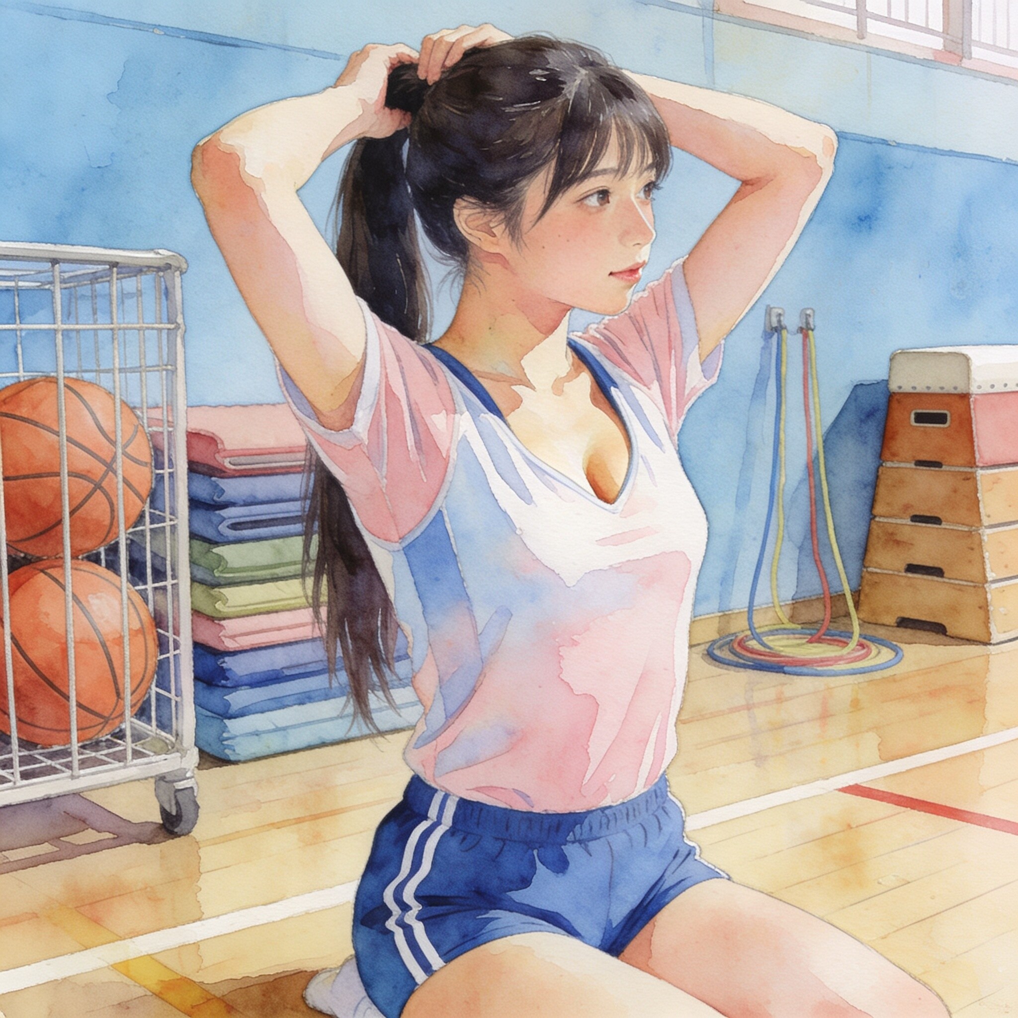 体育館にて
