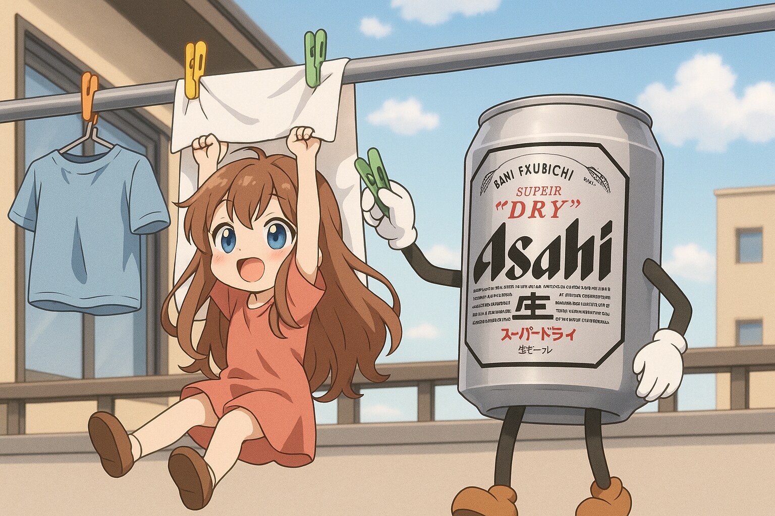 大ピンチ(洗濯バサミ)な小さな女の子 | の人気AIイラスト・グラビア