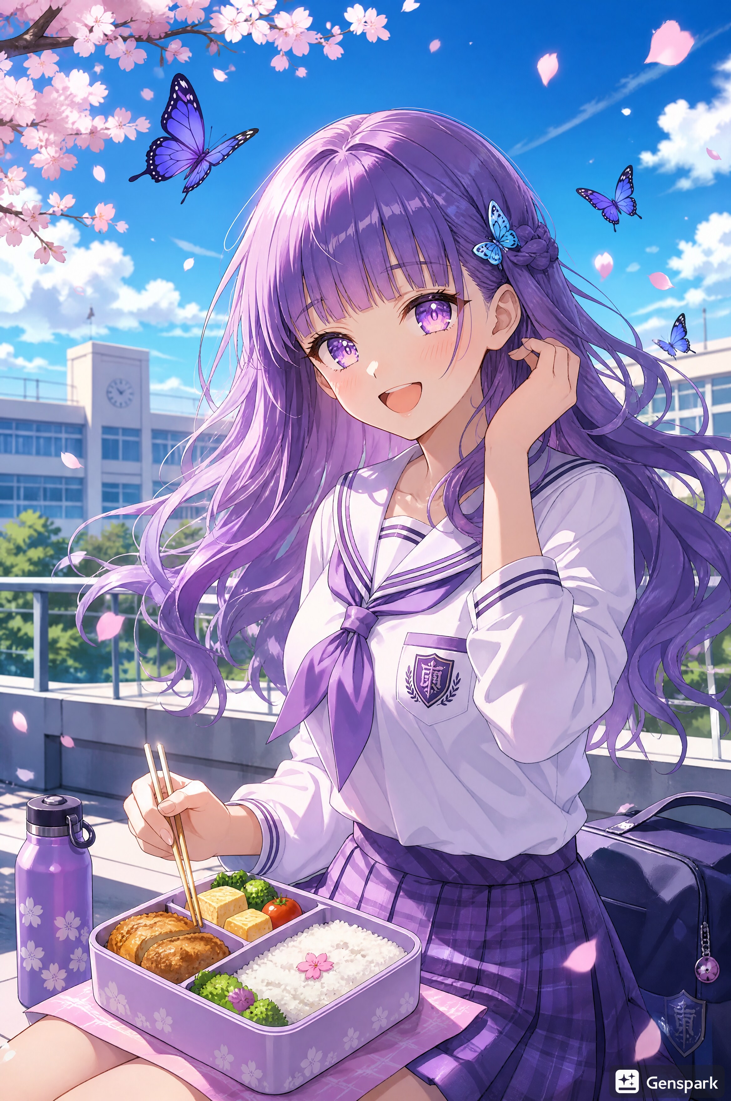 学校の屋上で制服姿　紫音ちゃん | の人気AIイラスト・グラビア