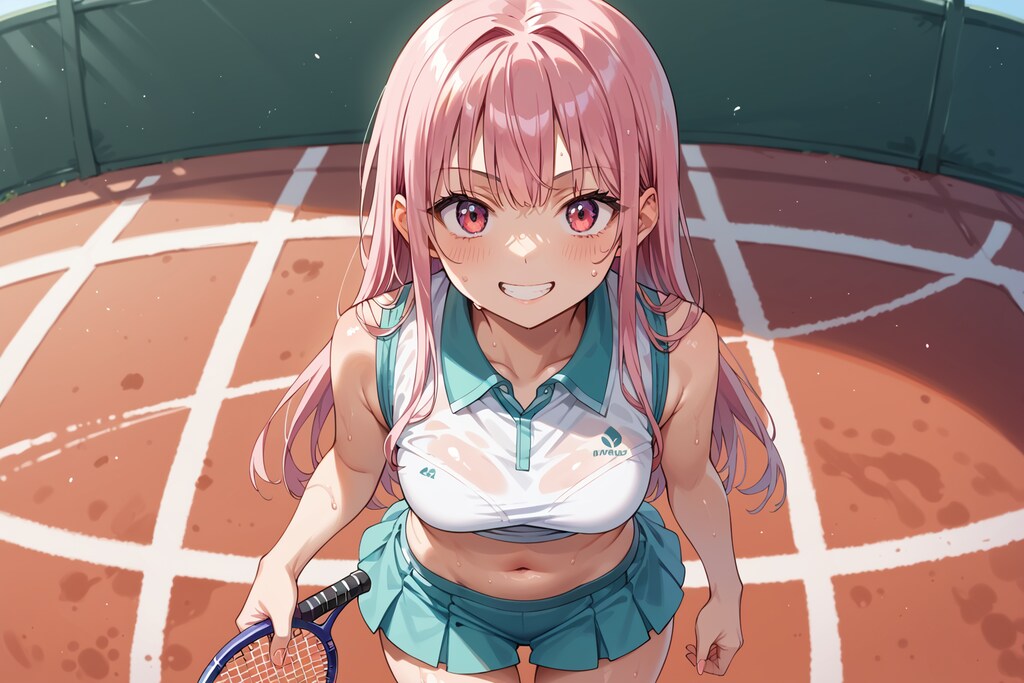 テニスウェア子で画風比べ