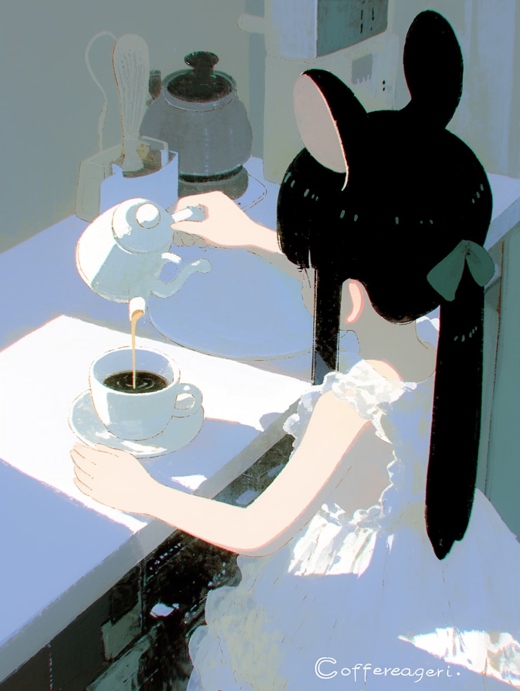 白く輝くうなじ