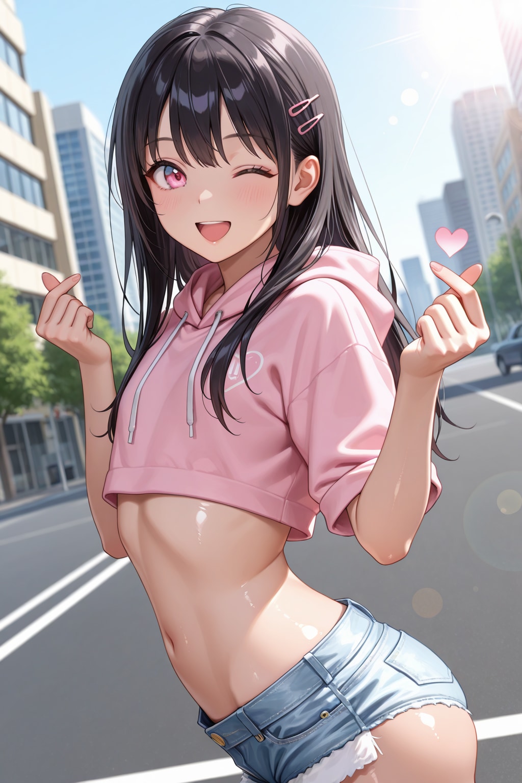 【本日の板野ちゃん】「ピンクパーカーで涼しげコーデね♪」