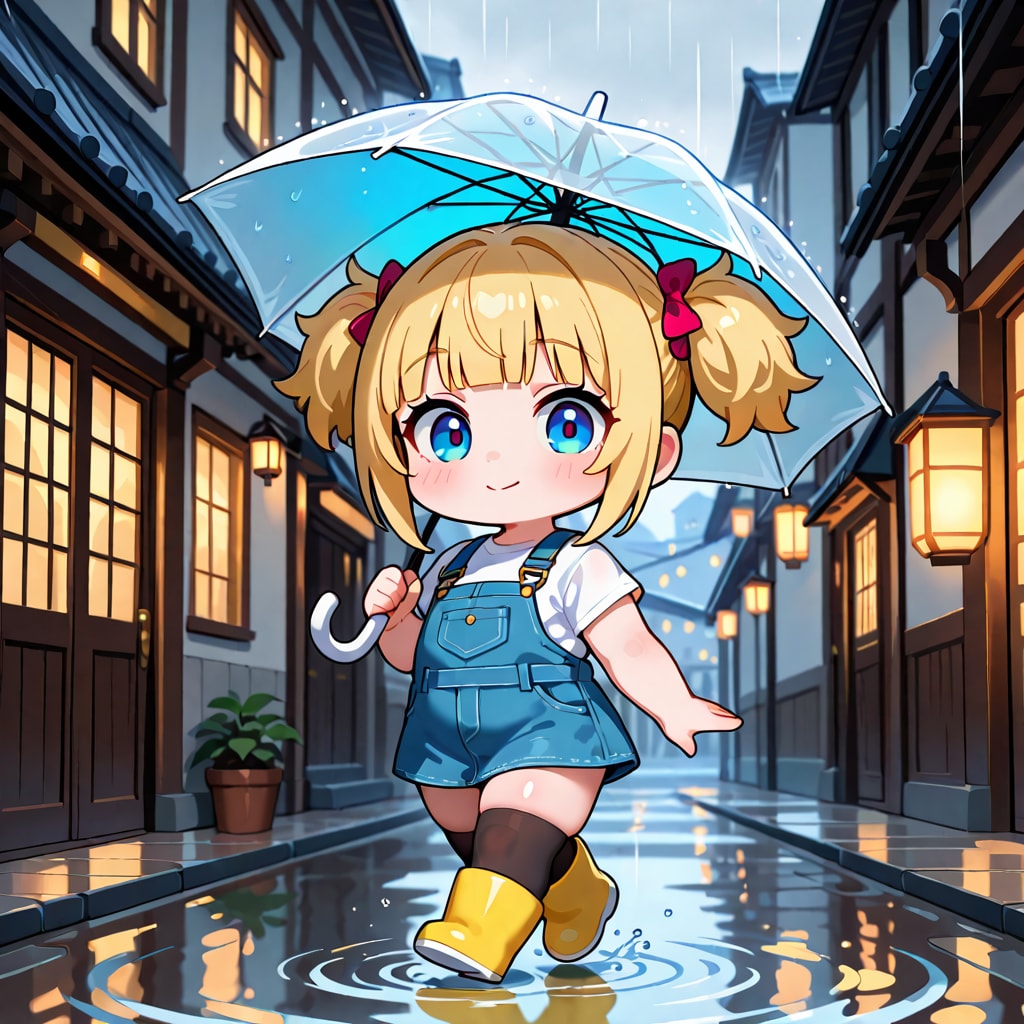 雨の商店街を歩く