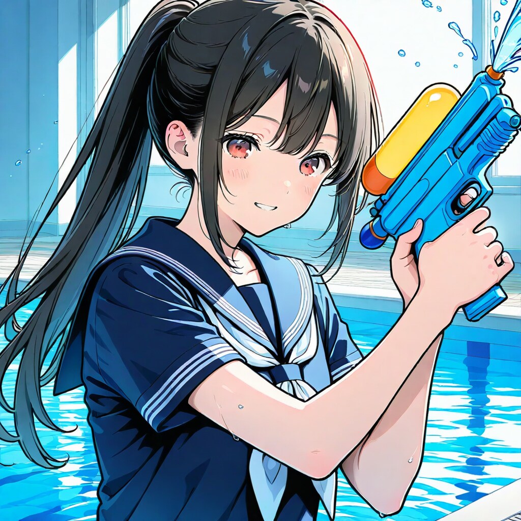 まだ残暑水鉄砲で遊ぶししょ　弾