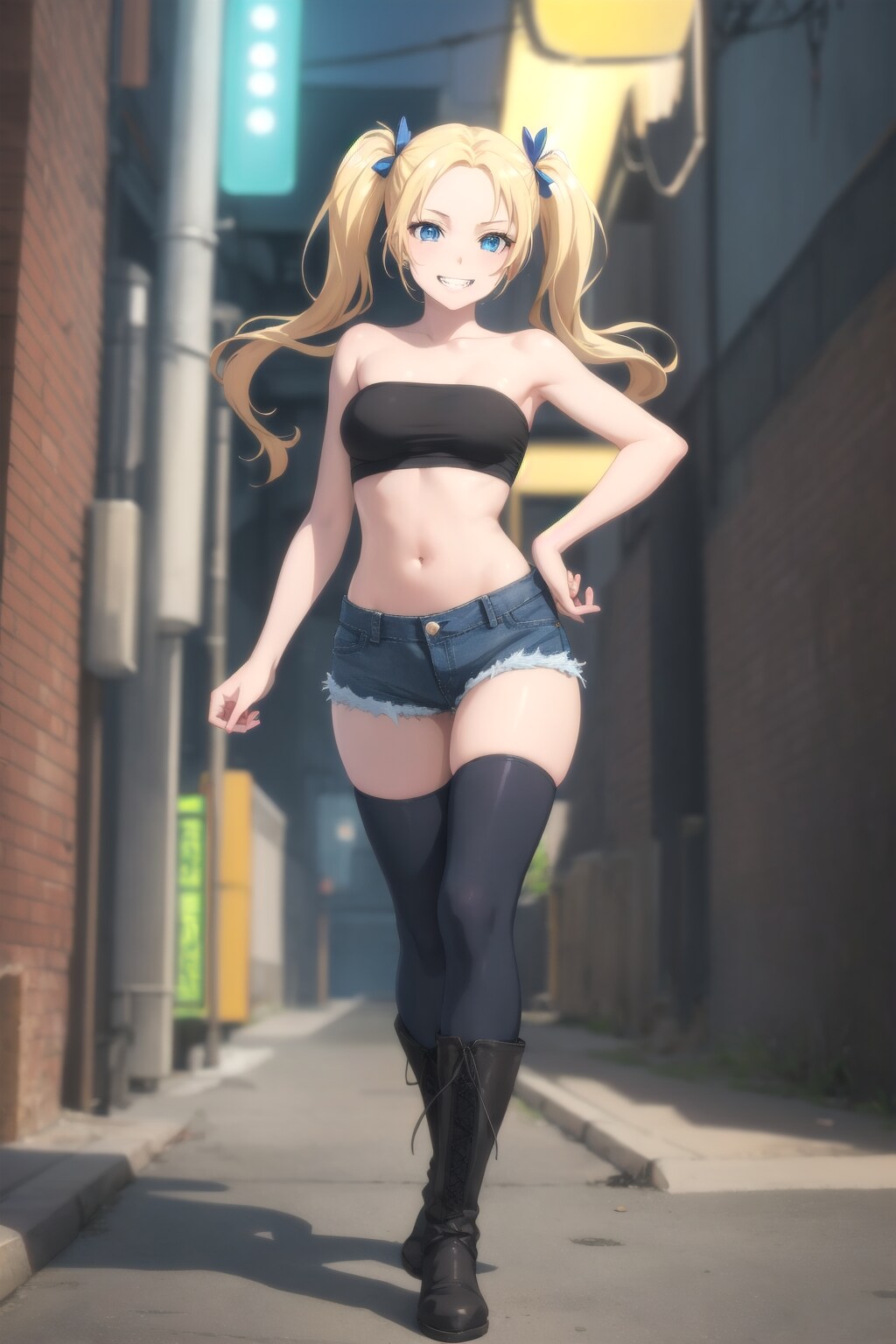金髪ツインテ（夜）