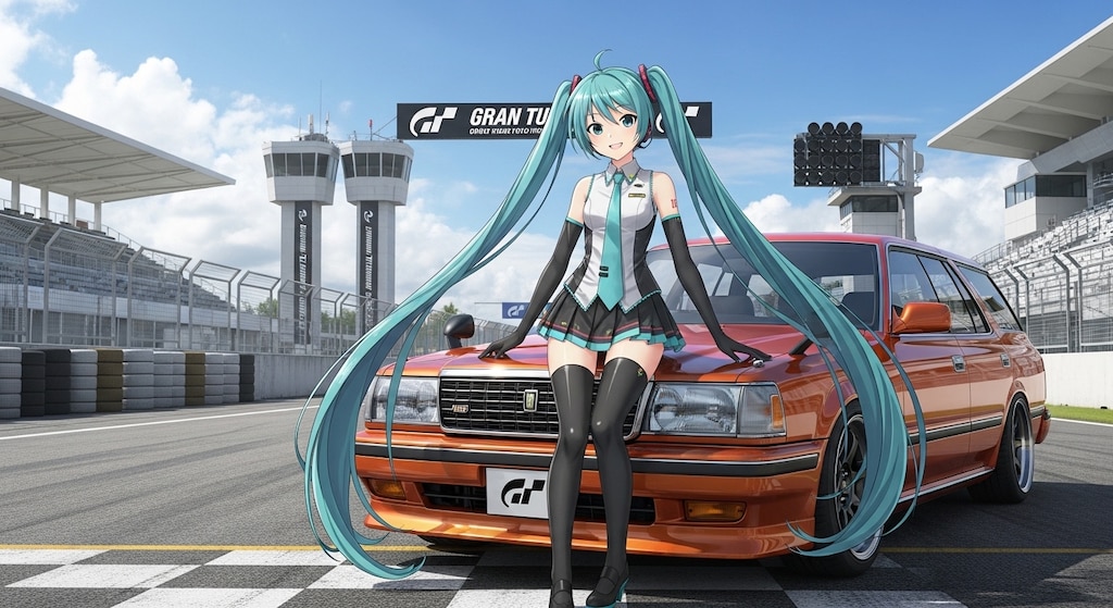 初音ミクとクラウンワゴン