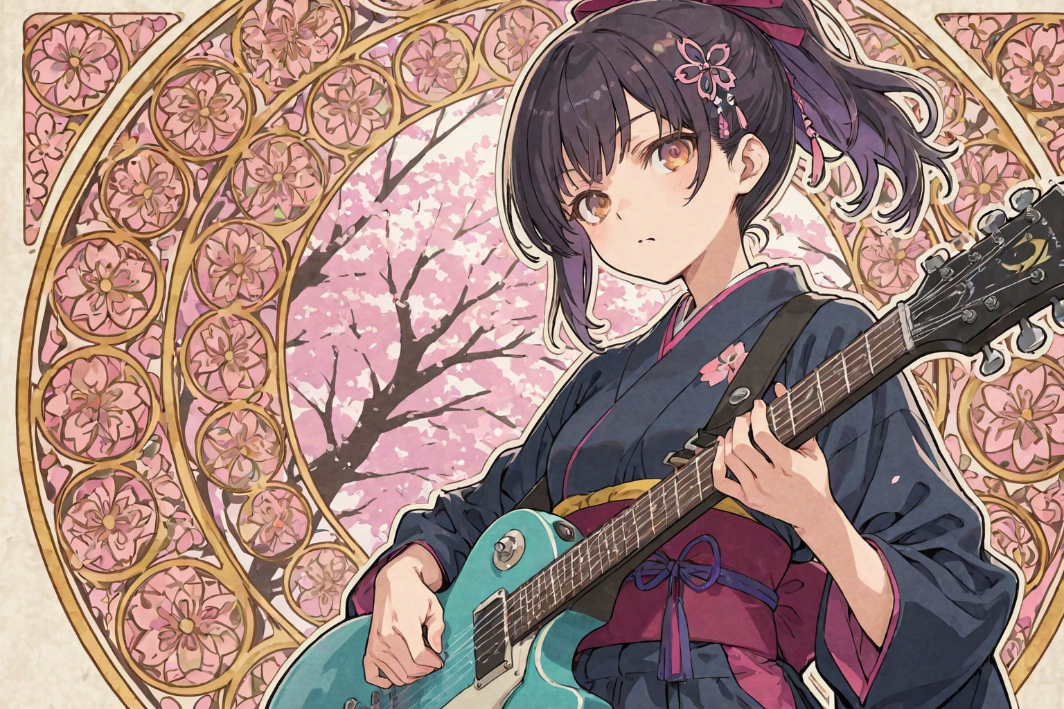 大正ギター少女 | の人気AIイラスト・グラビア